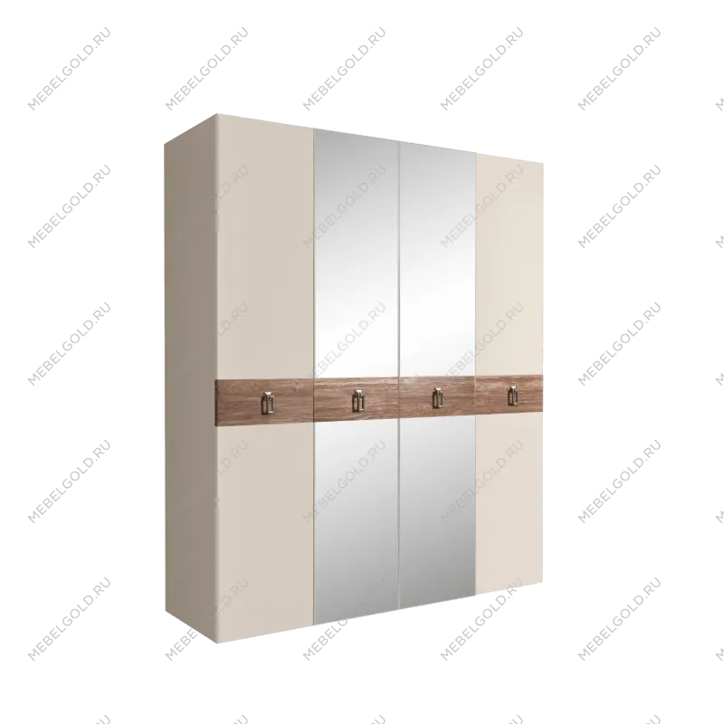Шкаф 4-х дв. с зеркалами Bogemia Wood Fa (Слоновая кость/Хром) БМШ1/4(Wo)