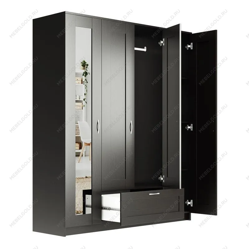 БРИМНЭС / СИРИУС Шкаф ИКЕА / IKEA комбинированный 4 двери и 1 ящик Дуб Венге (с 1 зеркалом) | изображение 2