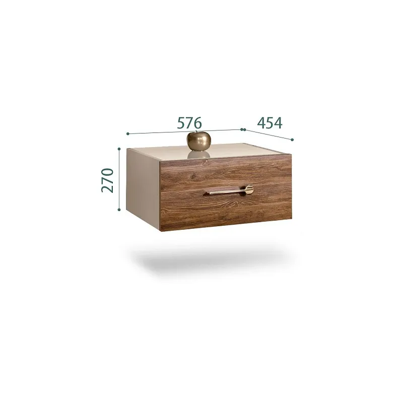 Тумба прикроватная Bogemia Fly Wood Wo (Ваниль) (Lakobel/Золото) БМТП-1