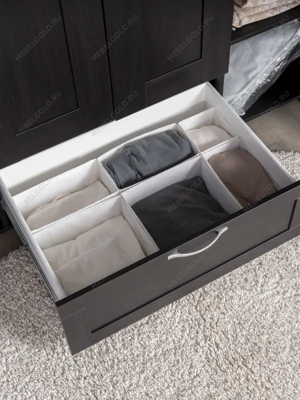 Шкаф Сириус, 4 двери и 1 ящик, 156х59х220 см, черно-коричневый, дуб венге | изображение 2