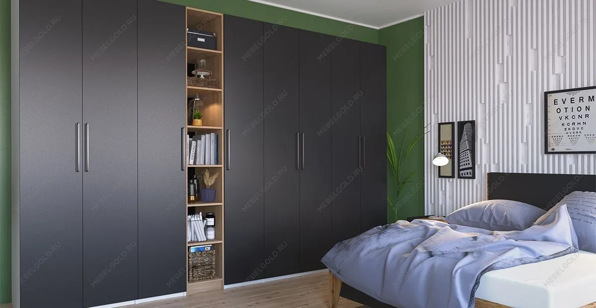 Шкаф-пенал Отис МН-039-07 П2 с фасадом ЛДСП (графит) | изображение 2