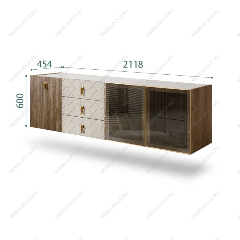 Комод 2.1м Bogemia Woodline Fly Wood Fa (Шелк) (Novabuk/Золото) БМКМ-5[5][10]