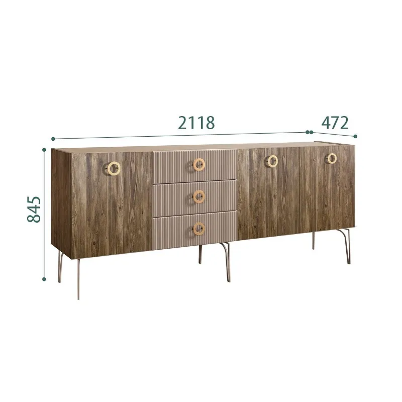 Комод 2.1м Bogemia Woodline Wood Fi (Мокка) (Novabuk/Золото) БМКМ-5