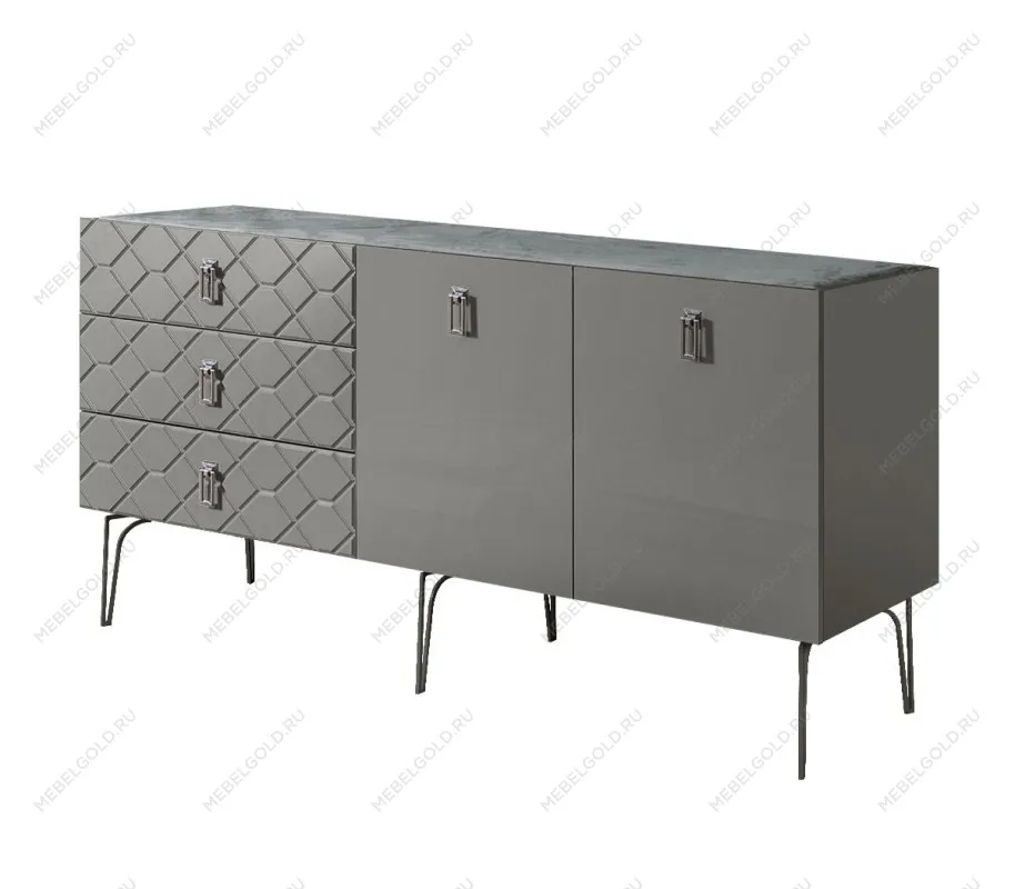 Комод 1.6м Bogemia Farfalle (Серый) (Novabuk/Хром) БМКМ-4(Fa)