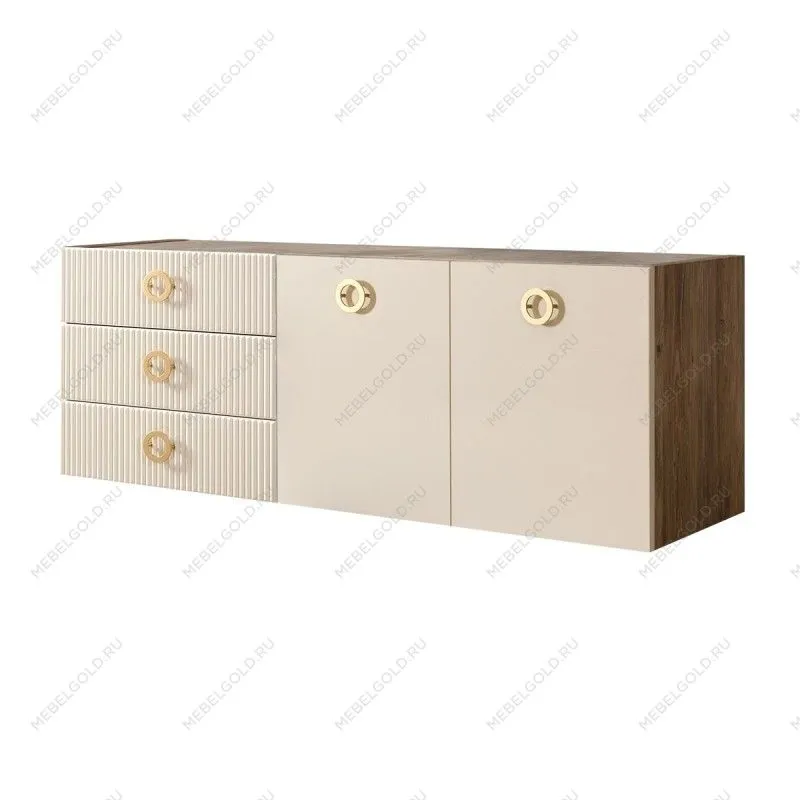 Комод 1.6м Bogemia Woodline Fly Fi (Слоновая кость) (Novabuk/Золото) БМКМ-4