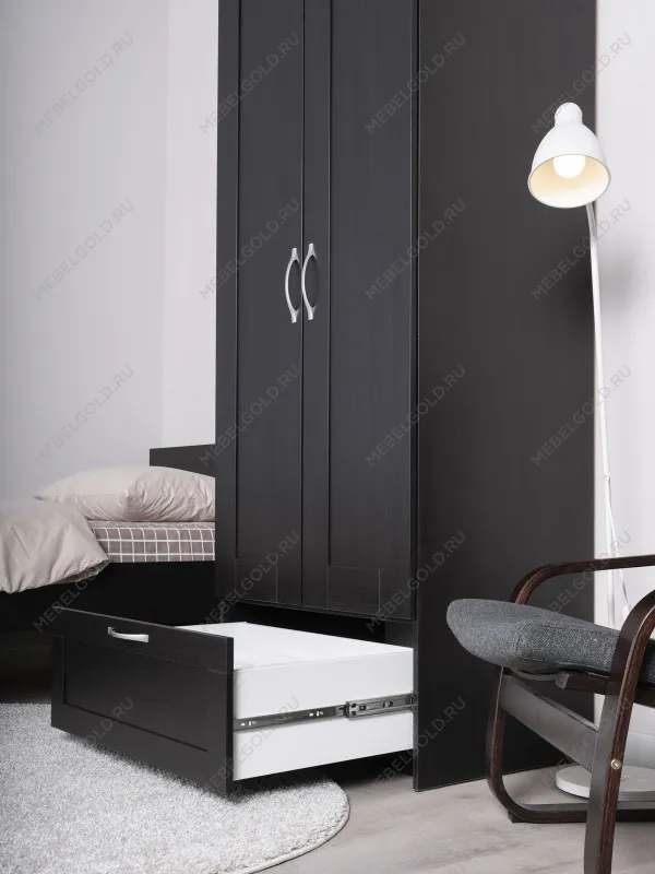 Шкаф Сириус, 2 двери и 1 ящик, 78х59х220 см, черно-коричневый, дуб венге | изображение 3