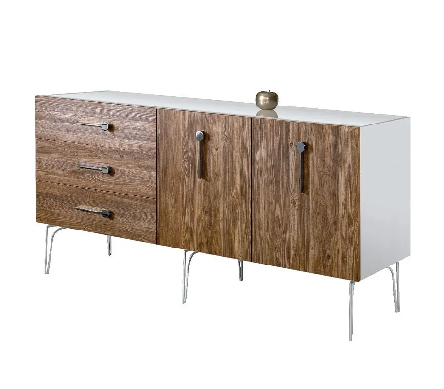 Комод 1.6м Bogemia Wood Wo (Белый) (Lakobel/Хром) БМКМ-4(Wo)