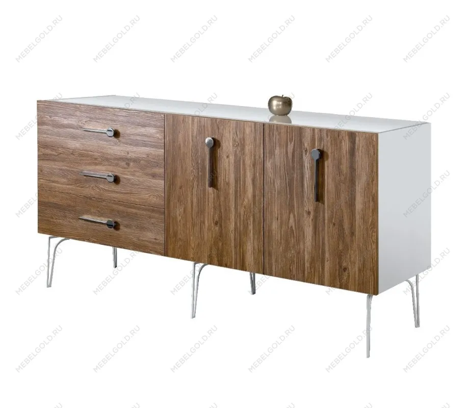 Комод 1.6м Bogemia Wood Wo (Белый) (Lakobel/Хром) БМКМ-4(Wo)