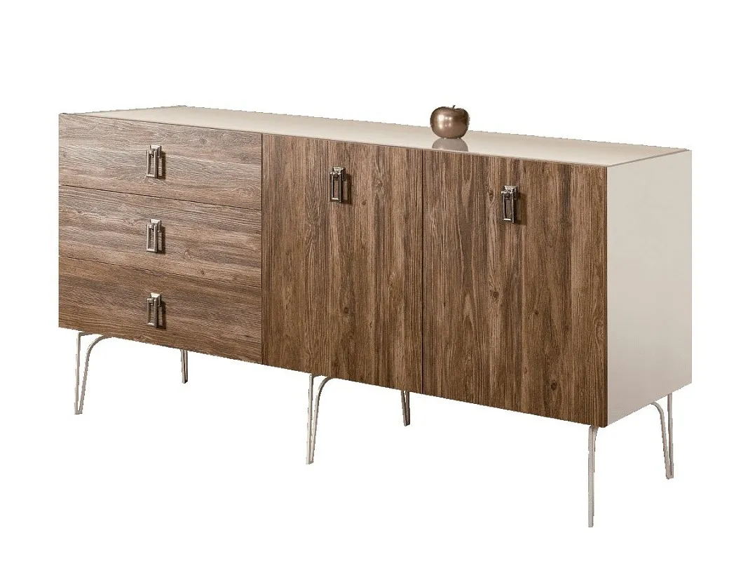 Комод 1.6м Bogemia Wood Fa (Слоновая кость) (Lakobel/Хром) БМКМ-4(Wo)