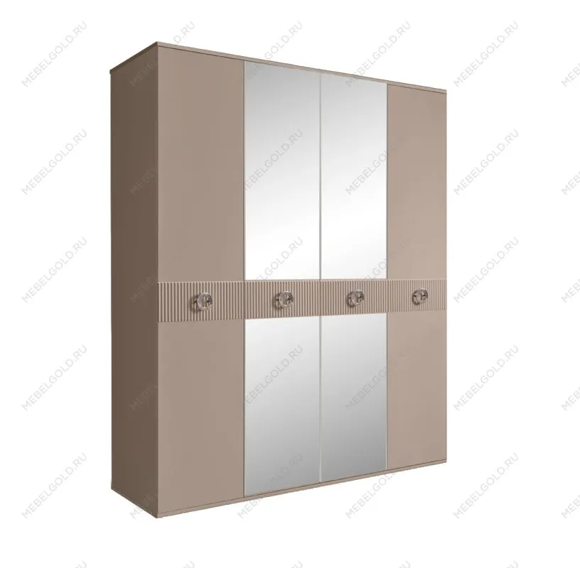 Шкаф 4-х дв. с зеркалами Bogemia Fillini (Мокка/Хром) БМШ1/4(Fi)