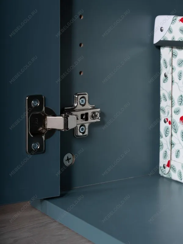 Стол письменный Ингар, с дверцей , 120х75х55 см, серо-бирюзовый/черный, столешница дуб беленый | изображение 7