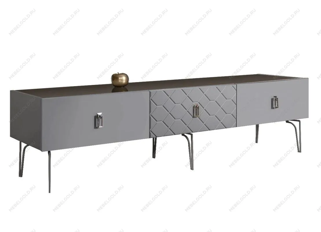 Тумба под телевизор 2.1м Bogemia Farfalle (Серый) (Lakobel/Хром) БМТ-2(Fa)[10]