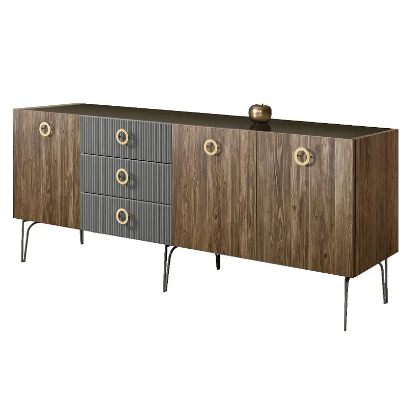 Комод 2.1м Bogemia Woodline Wood Fi (Серый) (Lakobel/Золото) БМКМ-5