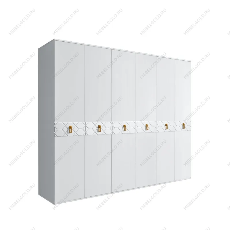 Шкаф 6-ти дв. Bogemia Farfalle (Белый/Золото) БМШ2/6(Fa)