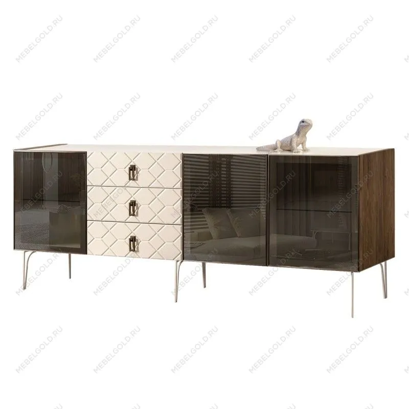 Комод 2.1м Bogemia Woodline Fa (Слоновая кость) (Lakobel/Черный) БМКМ-5[5]