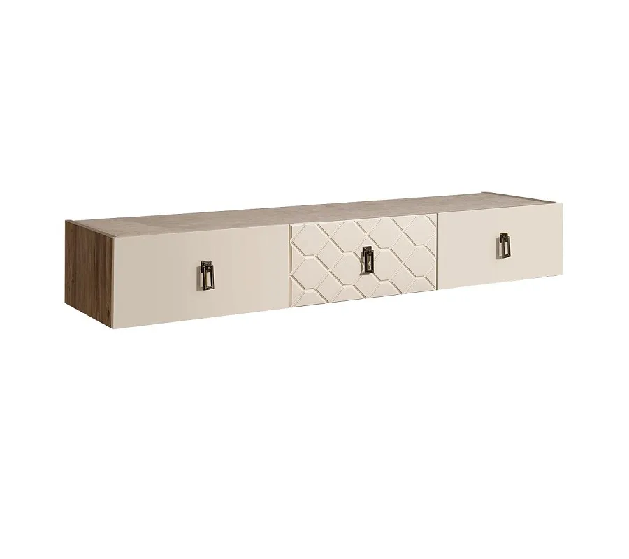 Тумба телевизионная 1.6м Bogemia Woodline Fly Fa (Слоновая кость) (Novabuk/Черный) БМТ-1[10]