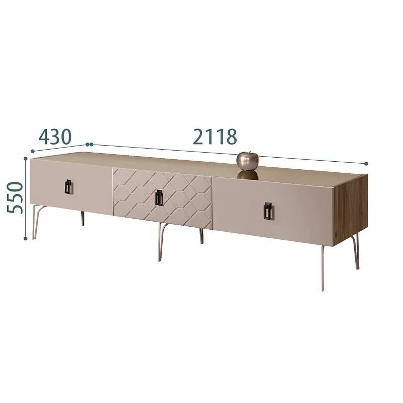 Тумба телевизионная 2.1м Bogemia Woodline Fa (Мокка) (Lakobel/Черный) БМТ-2[10]