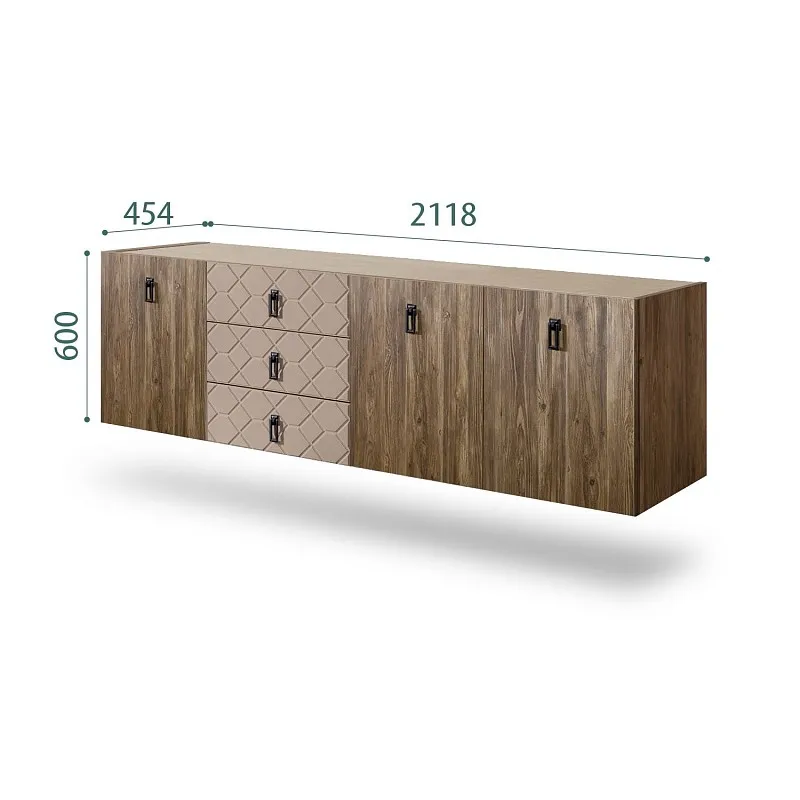 Комод 2.1м Bogemia Woodline Fly Wood Fa (Мокка) (Novabuk/Черный) БМКМ-5