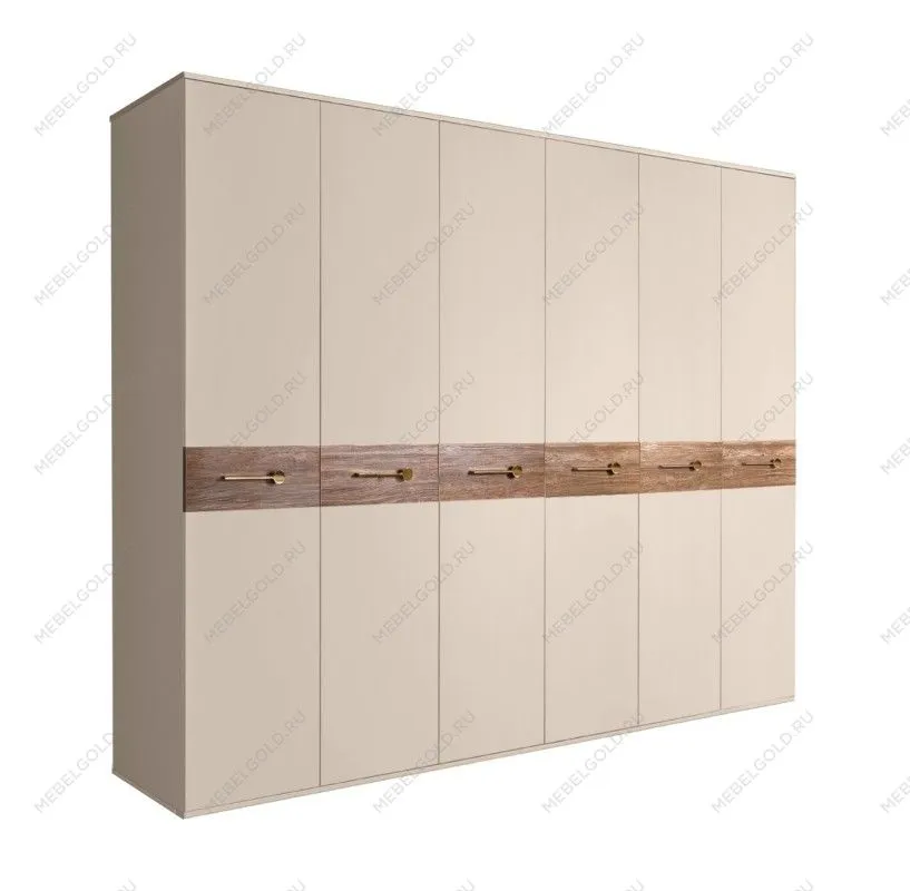 Шкаф 6-ти дв. Bogemia Wood Wo (Ваниль/Золото) БМШ2/6(Wo)