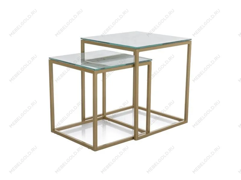 Комплект Signal GLORIA II, 2 стола журнальных (белый мрамор/золотой)