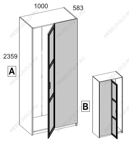 Шкаф угловой ПАКС (PAX) 100/56, белый | изображение 2