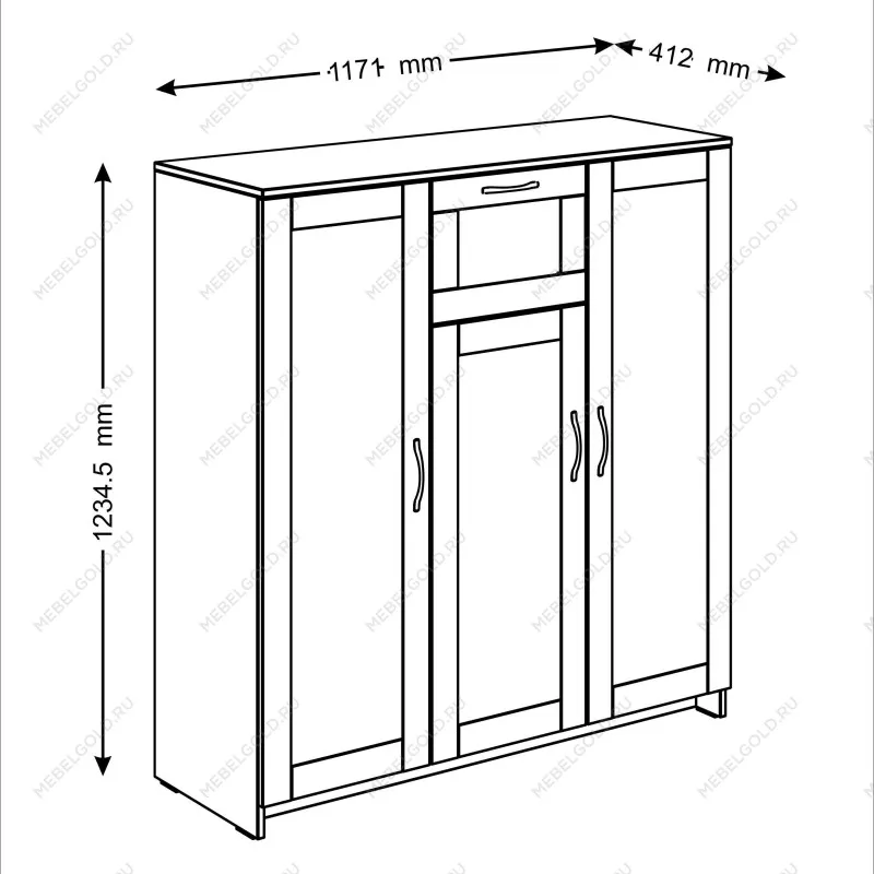 Тумба Сириус, 3 двери, 1 ящик, 117х41х124 см, дуб венге, черно-коричневая | изображение 11