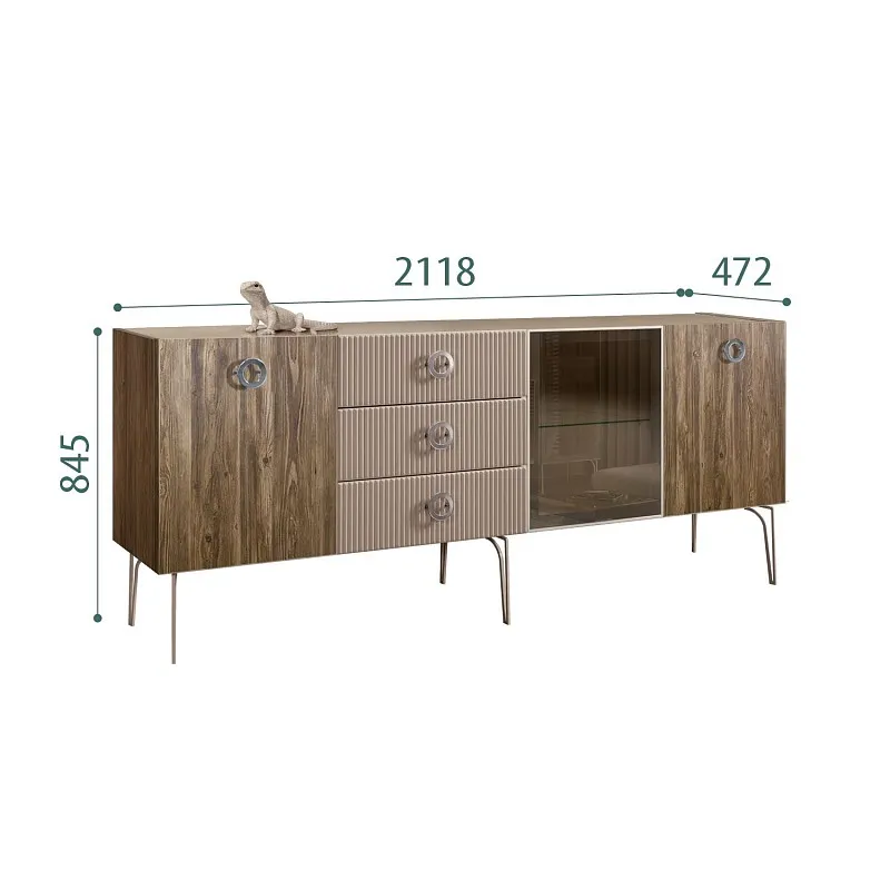 Комод 2.1м Bogemia Woodline Wood Fa (Мокка) (Novabuk/Золото) БМКМ-5[4]