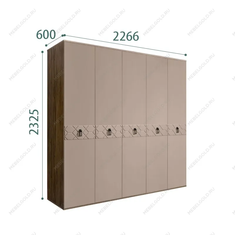 Шкаф 5-ти дв. Bogemia Woodline Fa (Мокка/Черный) БМШ2/5(Fa)