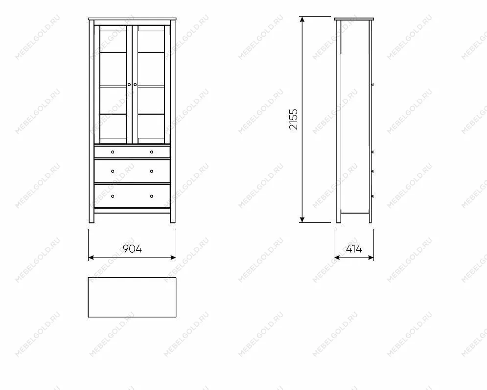 Шкаф с витриной Сага, 90х41х215 см, темно-бирюзовый | изображение 6