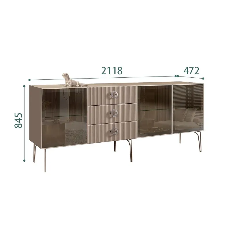 Комод 2.1м Bogemia Woodline Fi (Мокка) (Lakobel/Хром) БМКМ-5[5]