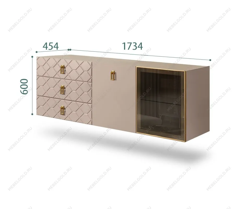 Комод 1.6м Bogemia Fly Farfalle (Мокка) (Novabuk/Золото) БМКМ-4[5][10]