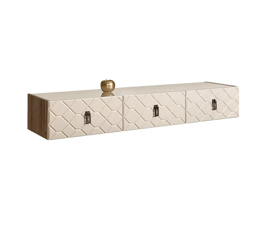 Тумба телевизионная 1.6м Bogemia Woodline Fly Fa (Слоновая кость) (Lakobel/Черный) БМТ-1