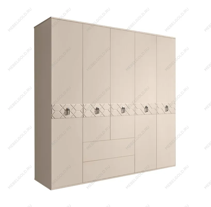 Шкаф 5-ти дверный с ящиками, Bogemia Farfalle (Ваниль/Хром) БМШ2/51(Fa)