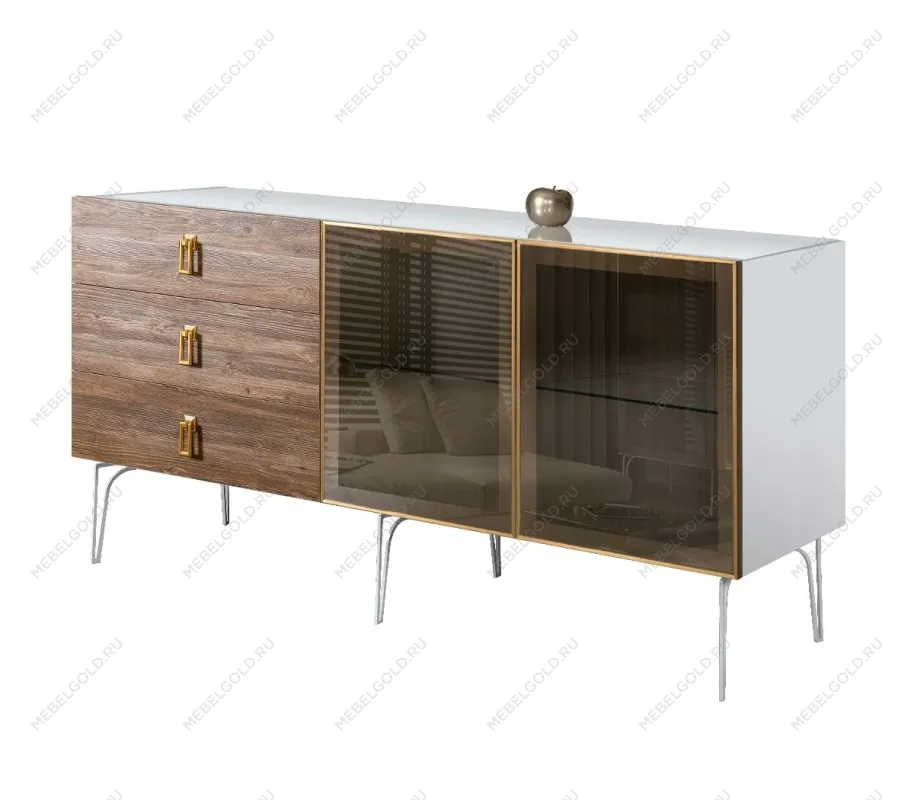Комод 1.6м Bogemia Wood Fa (Белый) (Lakobel/Золото) БМКМ-4(Wo)[5]
