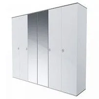 Шкаф 6-ти дверный с зеркалом Римини (Белый/Серебро) РМШ1/6