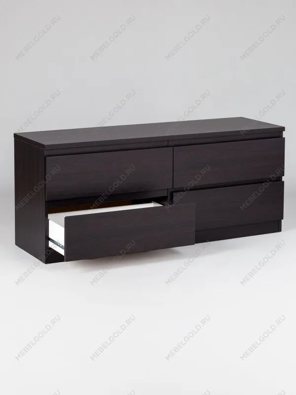 Тумба для ТВ Кастор, 4 ящика, 130х40х54 см, черная, дуб венге | изображение 9