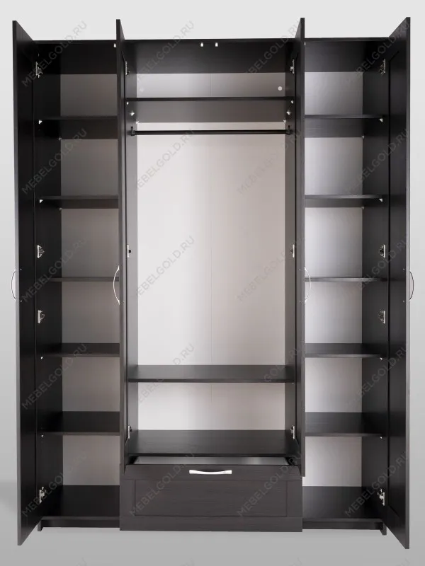 Шкаф Сириус, 4 двери и 1 ящик с зеркалом, 156х59х220 см, черно-коричневый, дуб венге | изображение 10