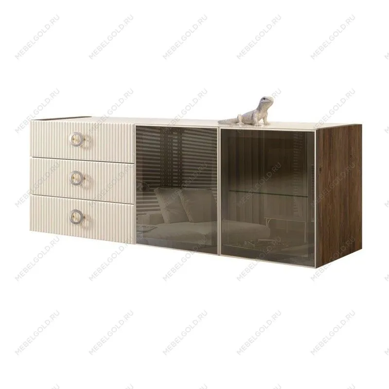 Комод 1.6м Bogemia Woodline Fly Fi (Слоновая кость) (Lakobel/Хром) БМКМ-4[5]