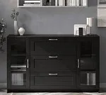 БРИМНЭС / СИРИУС тумба ИКЕА / IKEA 2 двери со стеклом и 3 ящика 156х95 Дуб Венге | изображение 4