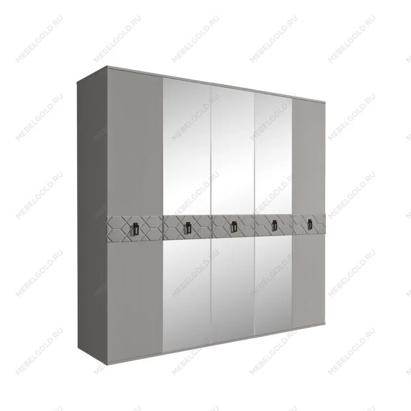 Шкаф 6-ти дв. с зеркалами Bogemia Farfalle (Серый/Черный) БМШ1/6(Fa)