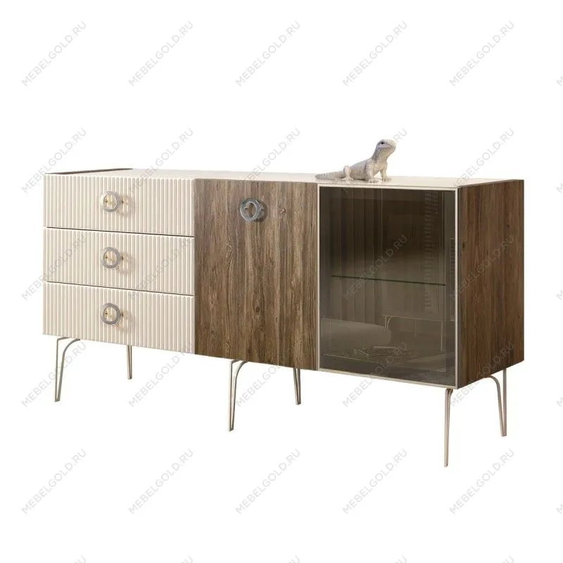 Комод 1.6м Bogemia Woodline Wood Fi (Слоновая кость) (Lakobel/Хром) БМКМ-4[5][10]