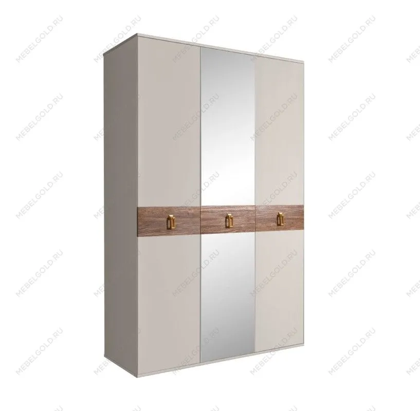 Шкаф 3-х дверный с зеркалом Bogemia Wood Fa (Шелк/Золото) БМШ1/3(Wo)
