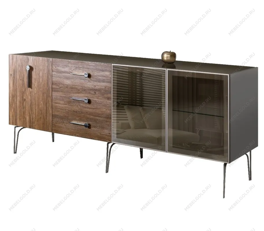 Комод 2.1м Bogemia Wood Wo (Серый) (Lakobel/Хром) БМКМ-5(Wo)[5][10]