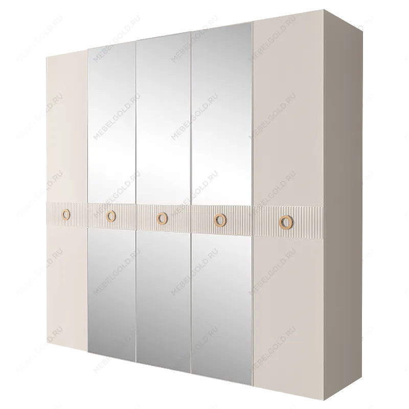 Шкаф 5-ти дв. с зеркалами Bogemia Fillini (Слоновая кость/Золото) БМШ1/5(Fi)