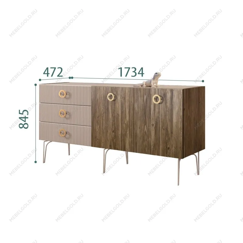 Комод 1.6м Bogemia Woodline Wood Fi (Мокка) (Lakobel/Золото) БМКМ-4