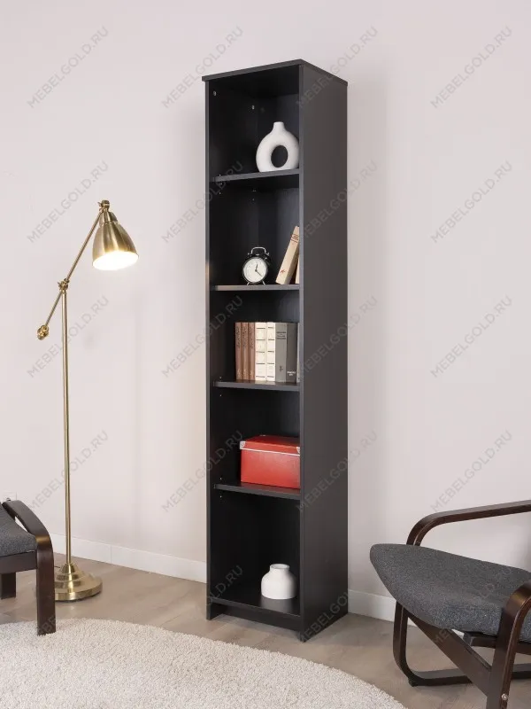 Стеллаж Сириус, 5 полок, 39х34х190 см, черный, дуб венге | изображение 3