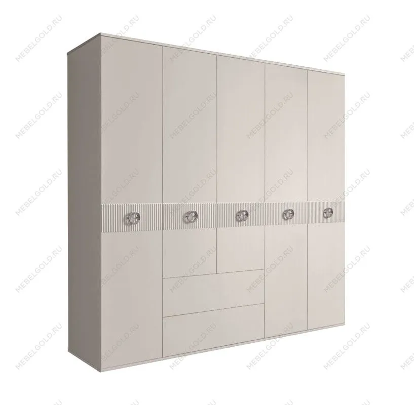 Шкаф 5-ти дверный с ящиками, Bogemia Fillini (Шелк/Хром) БМШ2/51(Fi)