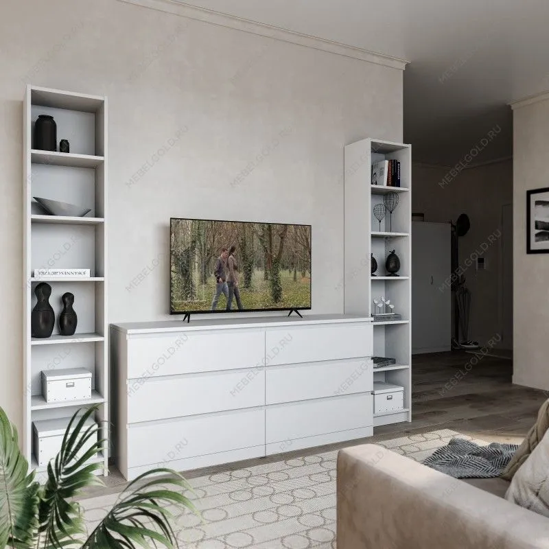 Стеллаж Варма, 6 полок, 38х198х28 см, белый | изображение 4