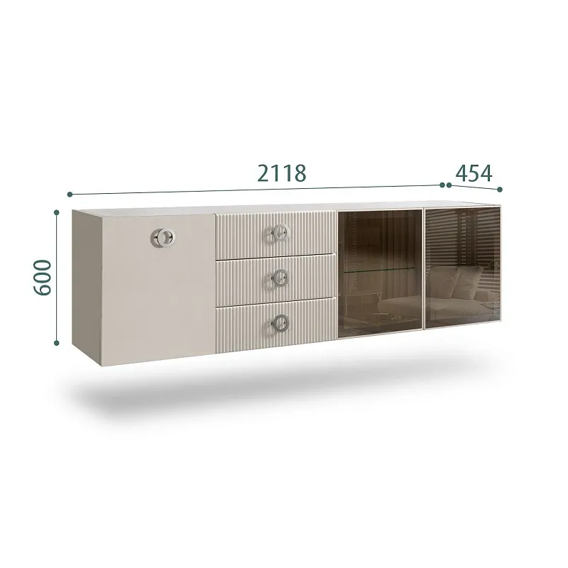Комод 2.1м Bogemia Fly Fi (Шелк) (Novabuk/Хром) БМКМ-5[5][10]