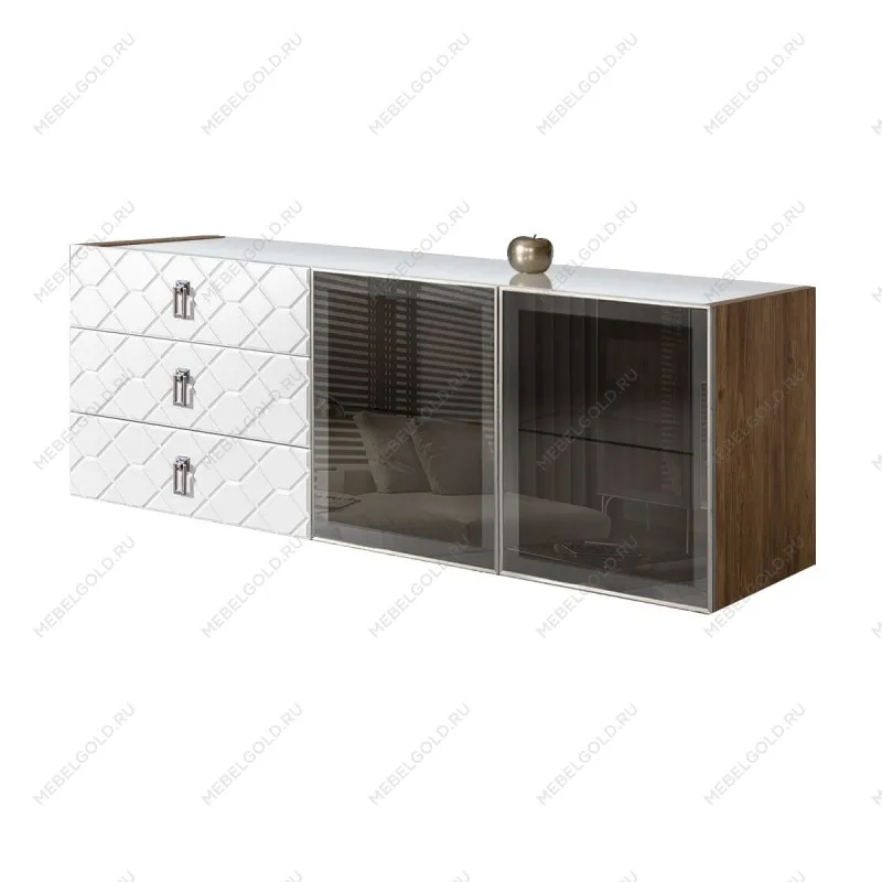 Комод 1.6м Bogemia Woodline Fly Fa (Белый) (Lakobel/Хром) БМКМ-4[5]